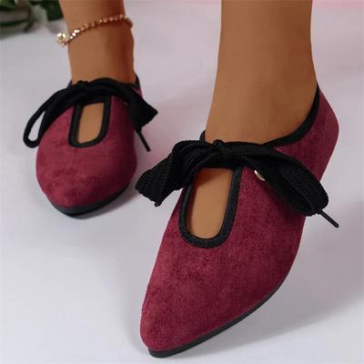 Damenschuhe 2024 Herbst Spitzballerinas Damen Flats Casual Weiche Sohle Flache Schuhe Damen Flach Elegant Schnürschuhe Zapatos