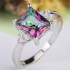 Fashion New Wholesale Mysterious Rainbow CZ & Purple Silver Color Ring Witth S Stamp Women Plata
