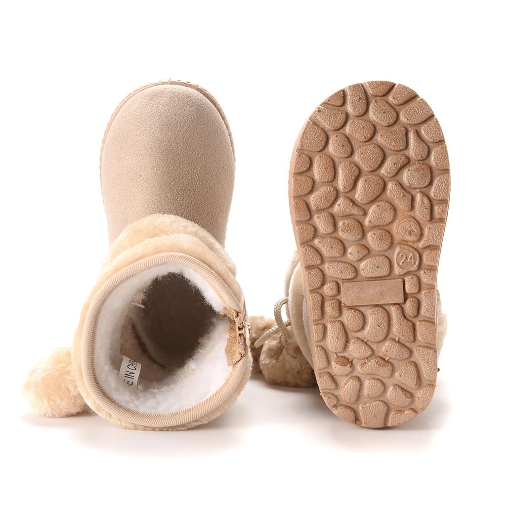 Children's Shoes, Fur Ball Snow Boots, Thick Children's Boots, Warm Cotton Shoes