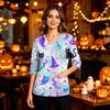 Women's Halloween Costume V-Neck with Pocket Side Slit 3/4 Sleeve Top