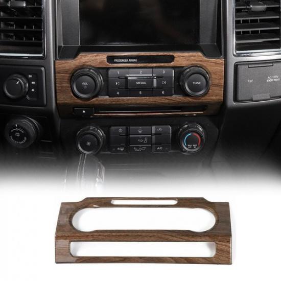 Central Control Volume Button Panel Decor Cover for Ford F-150 15-20 Wood Grain