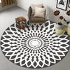 Runder Mandala Teppich Matte Geometrisches Muster Teppich Dekoration Wohnzimmer Schlafzimmer Boden Teppich Schwarz-Weiß Design