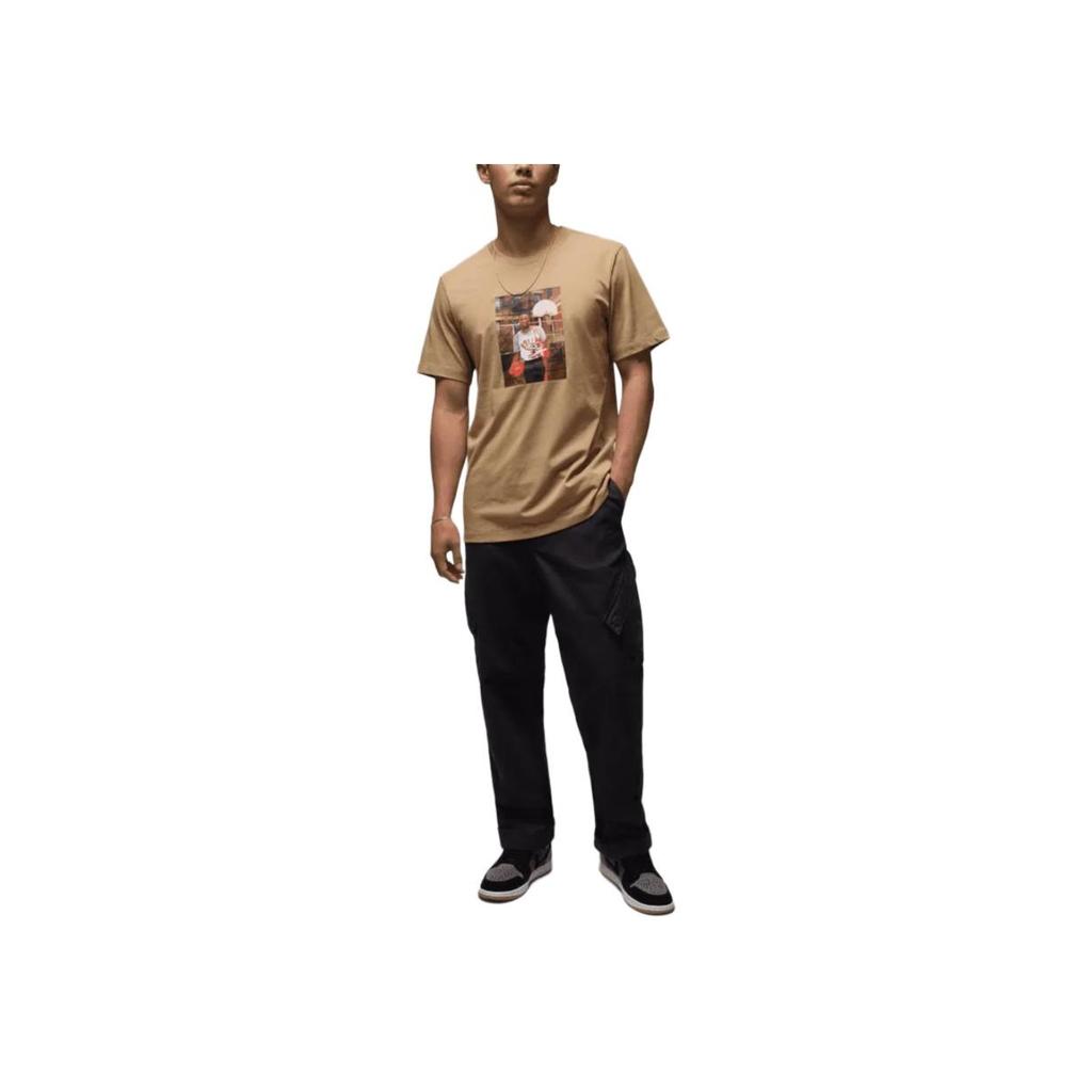 Jordan Marke Baumwolle Rundhals Bequem Lässig Kurzarm T-Shirt Herren Oberteile Wüsten-Tarnung Schwarz HJ2354-257