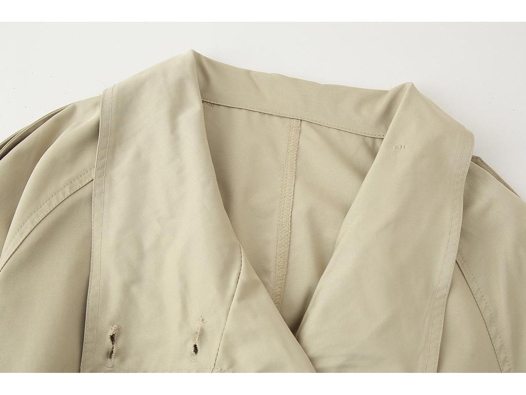 European & American Style Women's Fashion Double-breasted Stand Collar Twill Waist-cinching Short Jacket 2025
