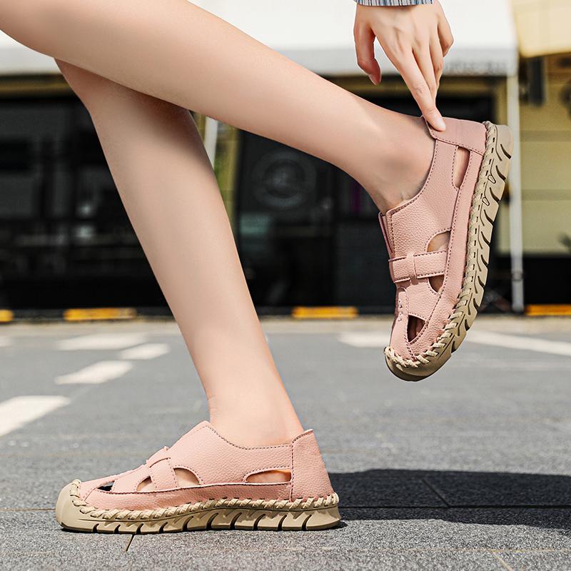 Women's Sandals Summer Pink Mary Jane Men Beach Shoes Closed Toe Casual Walking Sandals Plus Size