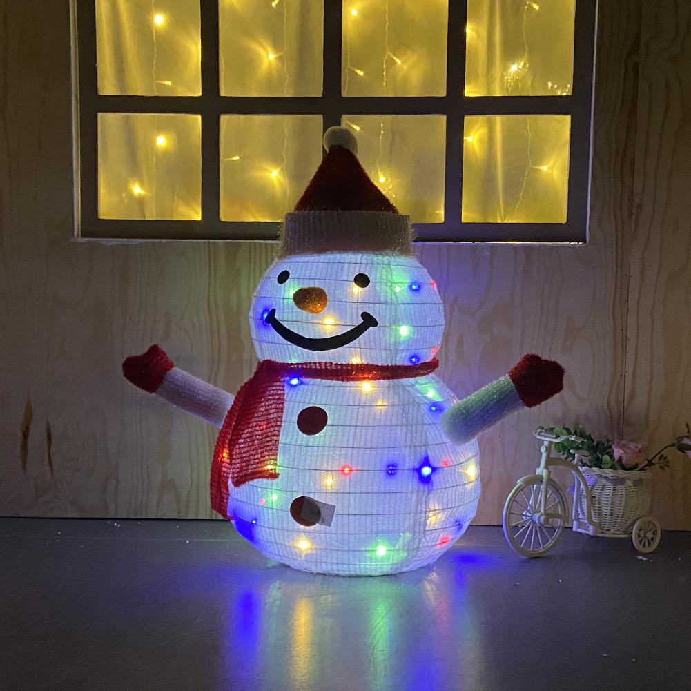 Christmas Cute Light String Decorations LED Glowing Snowman Light IP65 Waterproof Folding Ornament Lantern for Home Xmas Decor