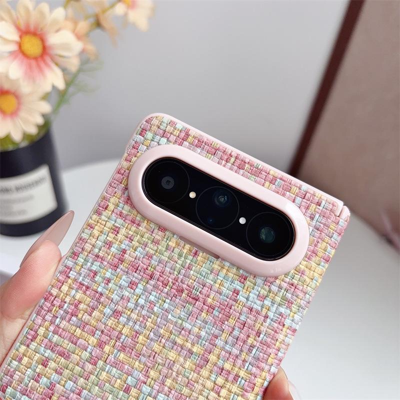 Huawei PuraxMax French-Style Foldable Phone Case with Double Middle Axis and Woven Texture