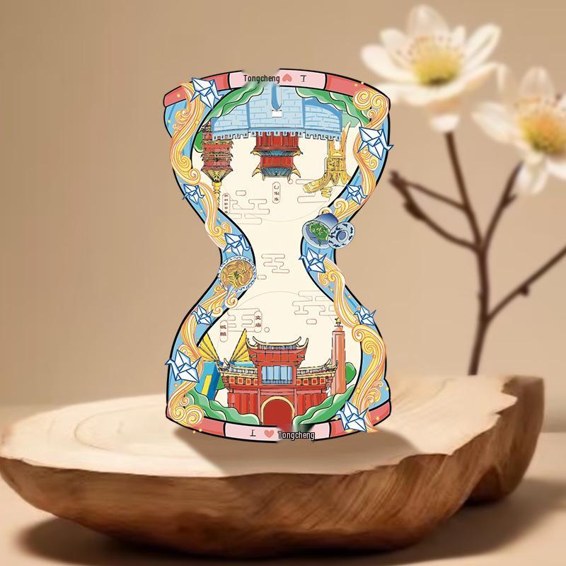Huangshan Scenic Spot Wooden Magnet - Anhui Travel Souvenir and Cultural Stamp