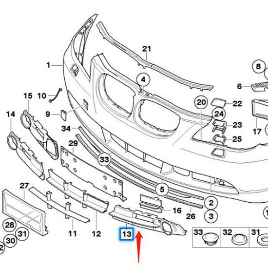 BMW 5-serie/E60 Främre stötfångare Dimljusram (51117049243, 51117049244)