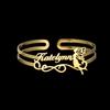 Atoztide 10mm Personalized Custom Name Bracelet for Women Men Stainless Steel Hollow Heart Fairy Bangles Birthday Jewelry Gift
