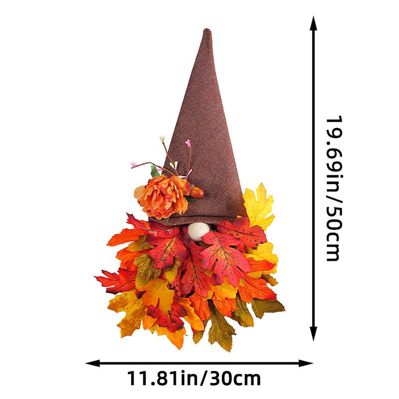 Autumn Wreath Gnome Hat Maple Leaf Wreath Christmas Decoration Front Door Hanging Ornament Window Restaurant Home Decorations