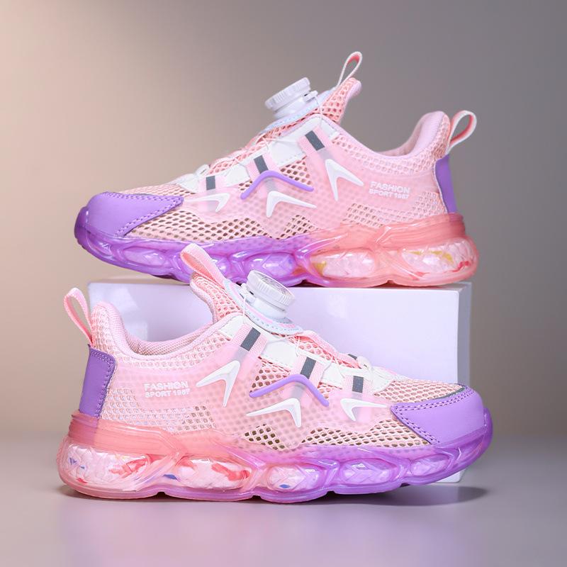 2025 Middle-aged and Older Children's Summer New Rotating Button Mesh Shoes, Lightweight Running Shoes for Students, Breathable and Casual for Classm
