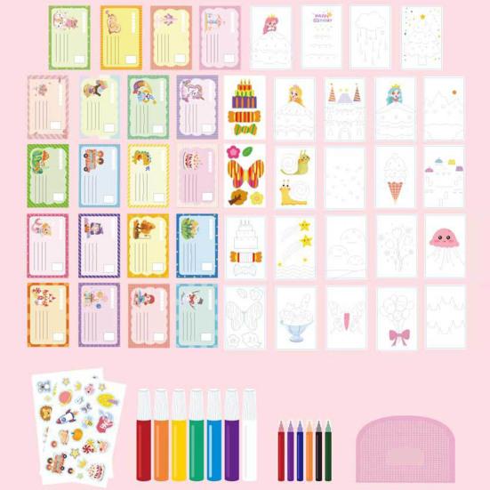 1 Set Squeegee Art Kids Paint Kit DIY Rainbow Scratch Painting Crafts