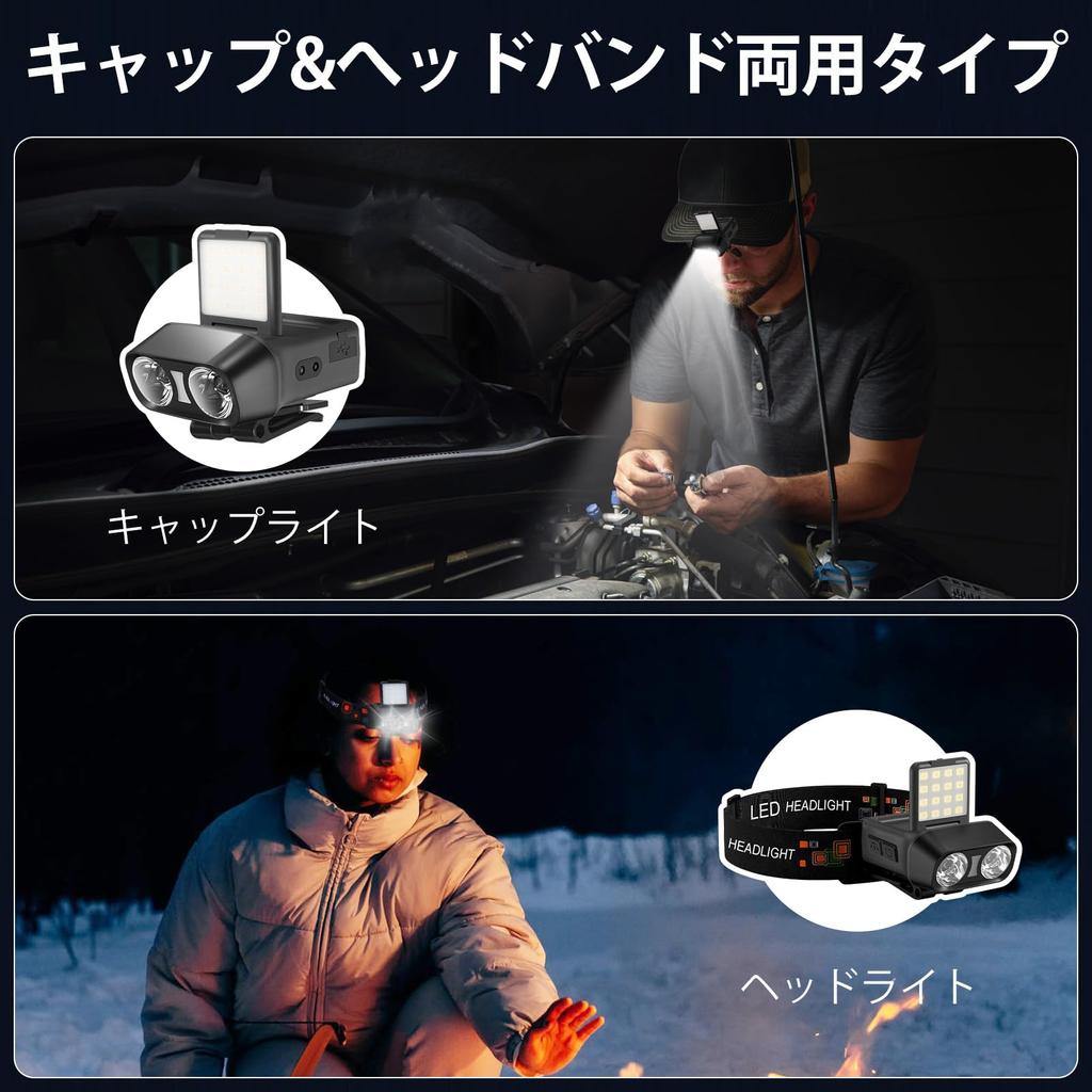 DAI NING Headlight Cap High 900 5 Lighting IPX4 Equipped with Stepless Angle Head For Power Hat Storage Box Included Light, Brightness, Rechargeable,