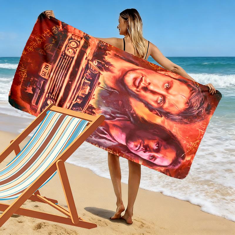 Supernatural Print Beach Towel, Large Soft Quick Dry Towel for Beach Camping Swimming