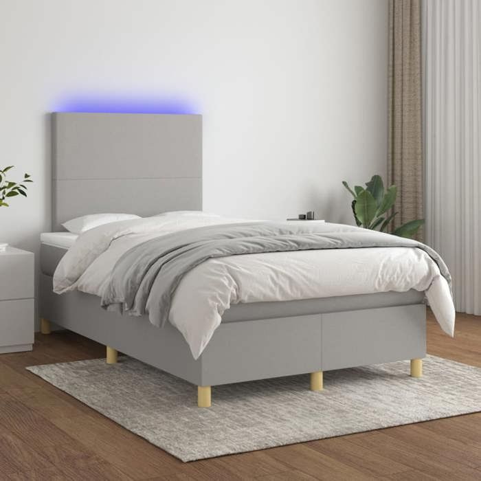 VidaXL Bed Slat Base with Mattress and LED, Upholstered Bed, Double Bed, Adult Bedroom Interior Bed, 3135261