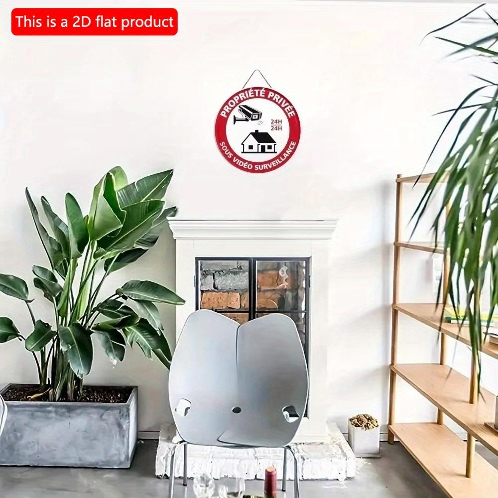 1pc 2d Flat Round Wooden Sign - 20cm No Trespassing On Private Road Warning Video Surveillance Wall Poster Board Courtyard Rigid Safety Sign