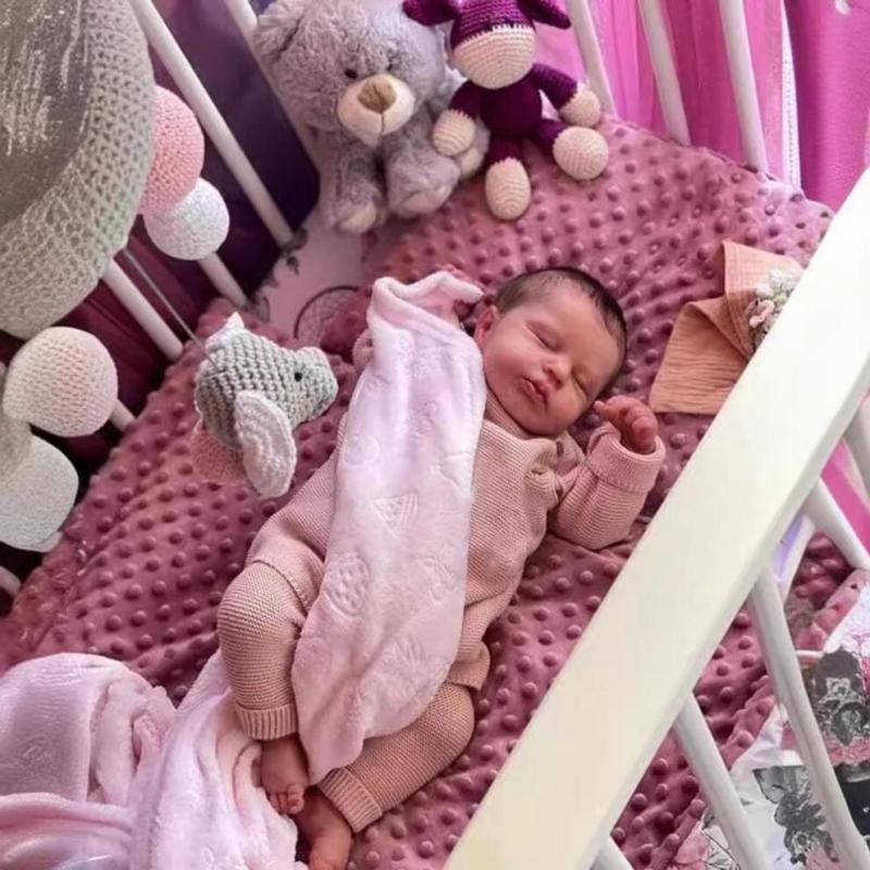(49cm Tam silikon vinil) 19 inç Gerçekçi Yeniden Doğmuş Yürümeye Başlayan Bebek Loulou Yeniden Doğmuş Bebek Yumuşak Gövde Bebek Oyuncak Noel Sürpriz Hediyeler Bebekler Oyuncak