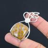 Sterling Silver Cushion Plume Agate Stone Engagement Art Deco Daughter Pendant