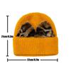(Projector)Women Knit Slouchy Twists Knitting  Chunky Baggy Hat Leopard Print Styled Ears Winter Soft Warm Ski Cap