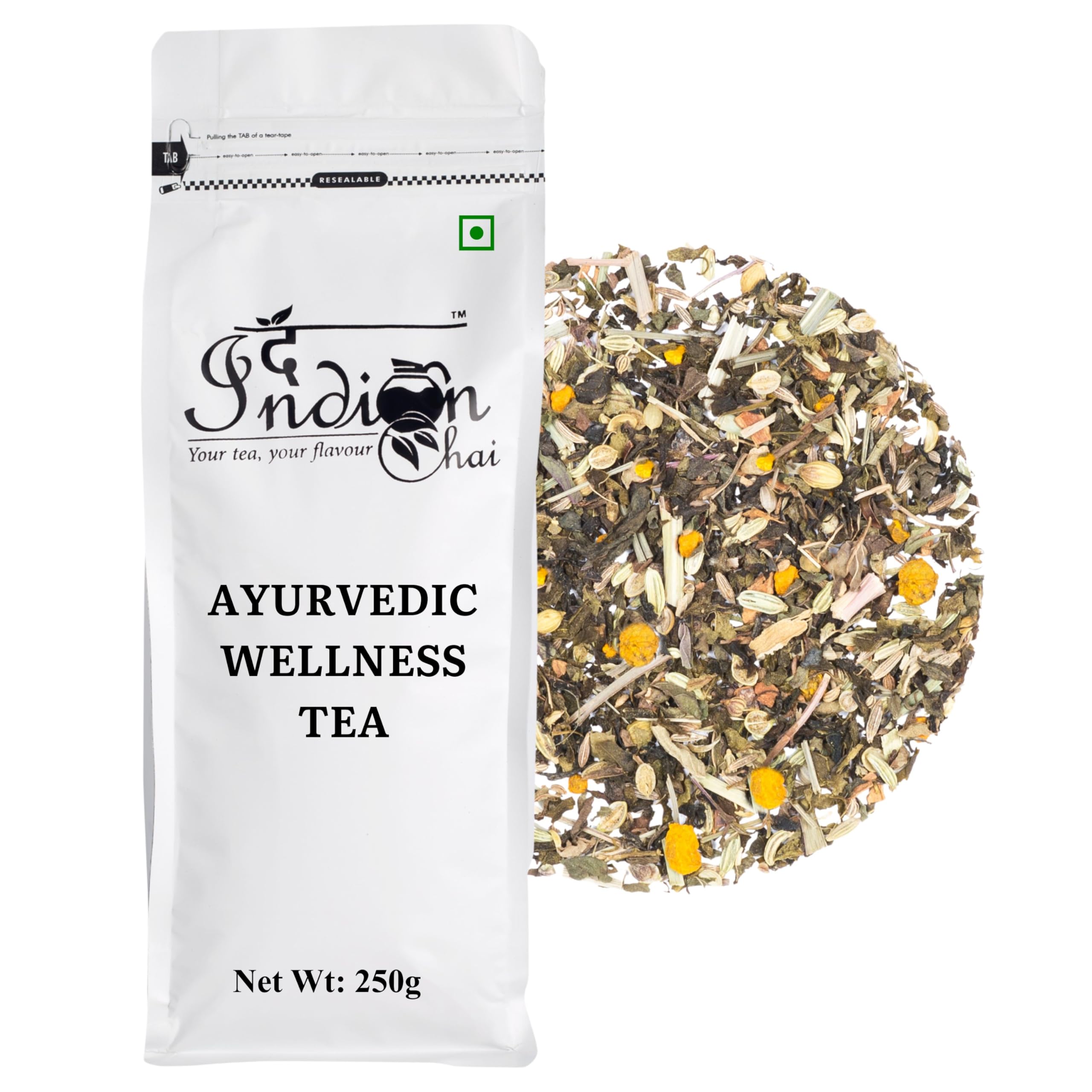 The Indian Chai - Ayurvedic Wellness Tea 250g | Traditional Blend with Tulsi, Spices & Green Tea for Immunity, Digestion & Daily Balance