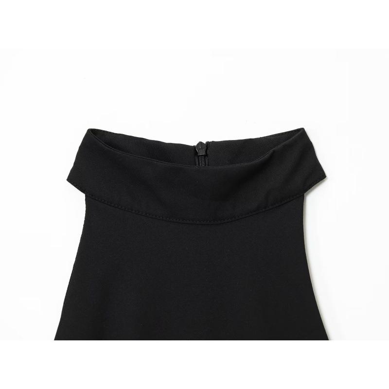 BSK&TRAF Women's Sleeveless Pleated Halter Neck Dress - Autumn 2025 Collection