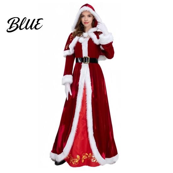 Theme Photography Attire Mrs. Claus Costume for Women Adult Christmas Santa Dress Three-dimensional with White Faux Fur Trim Velvet Xmas Cosplay