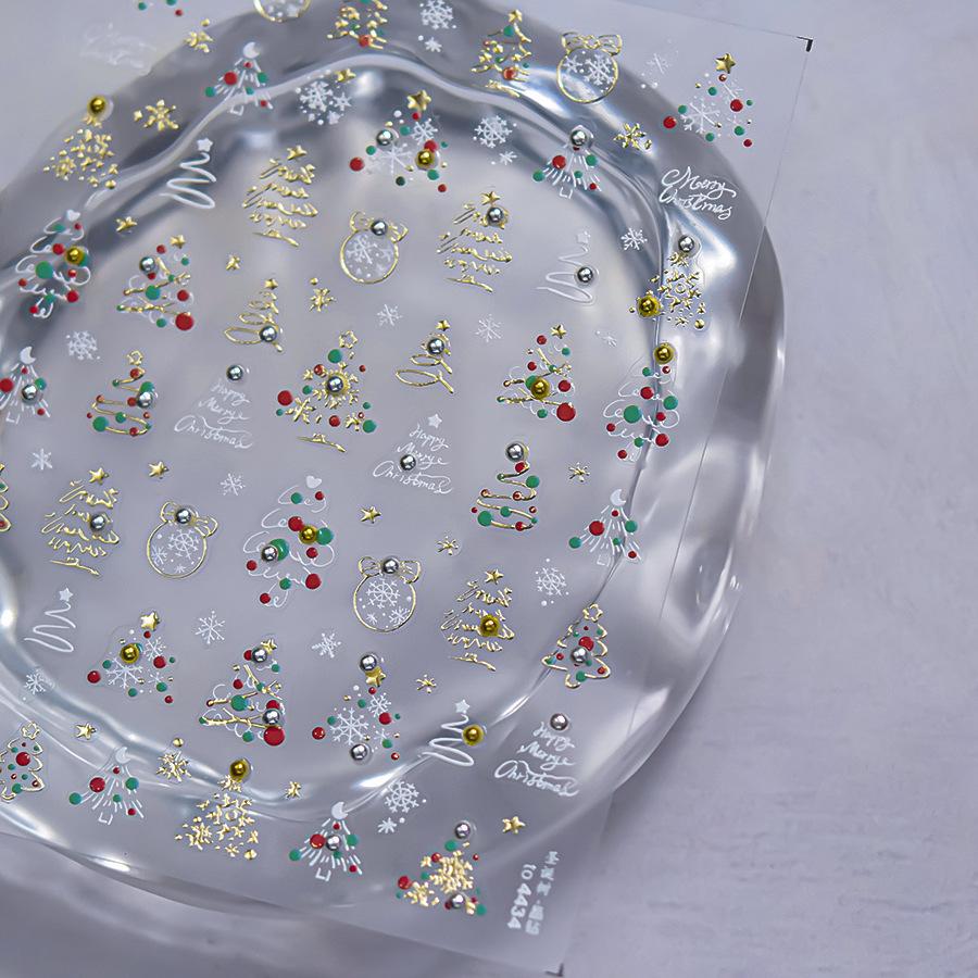 1 pièce Autocollants Nail Art 3D DIY Noël Dessin Animé Flocon de Neige Père Noël Fournitures Décoration Ongles Décalcomanies