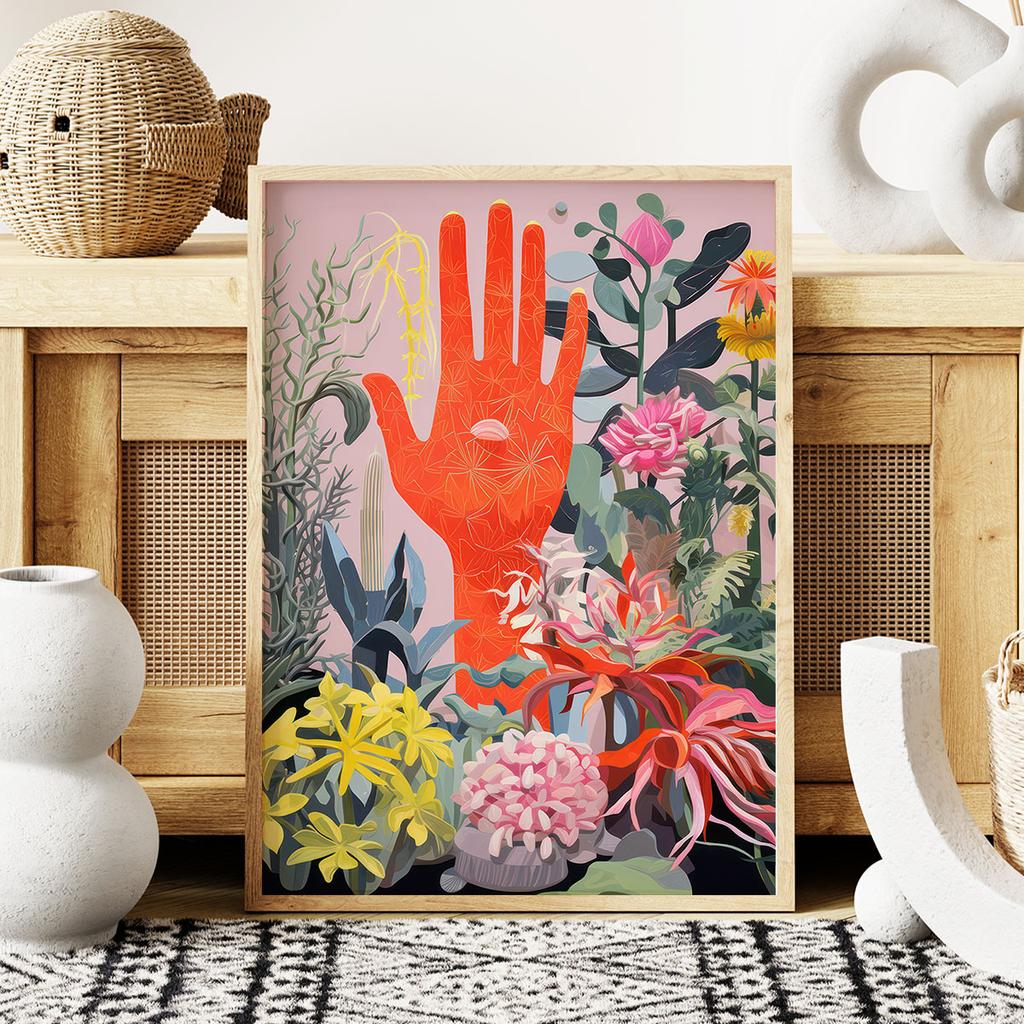 Plakat kolorowe kwiaty ręka