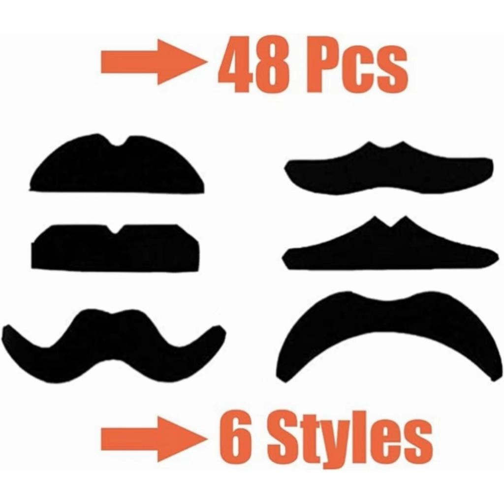 Multi-style Black Adhesive Fake Beard - Festival Party Costume Prop with Realistic Small Beard and Double-sided Tape