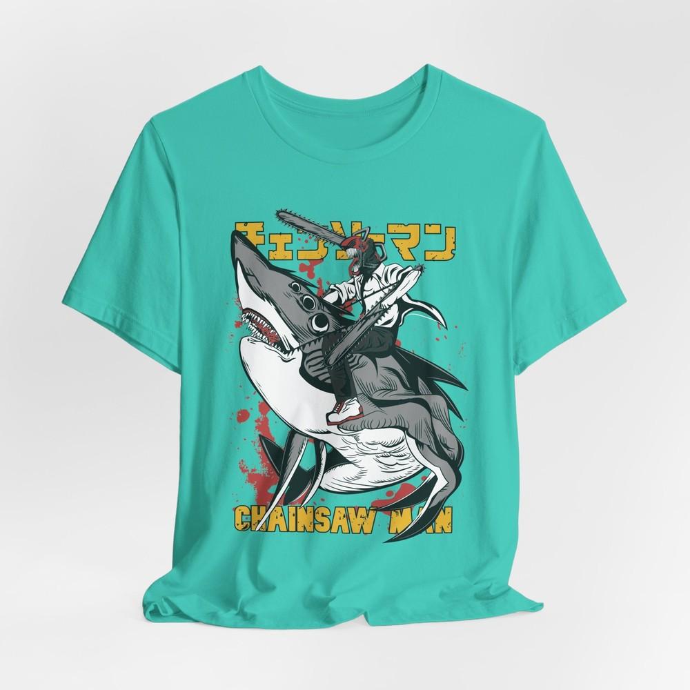 Chainsaw Man Shark Rider Graphic TShirt| Unisex Anime Manga Streetwear Tee Unisex T-Shirt XXL