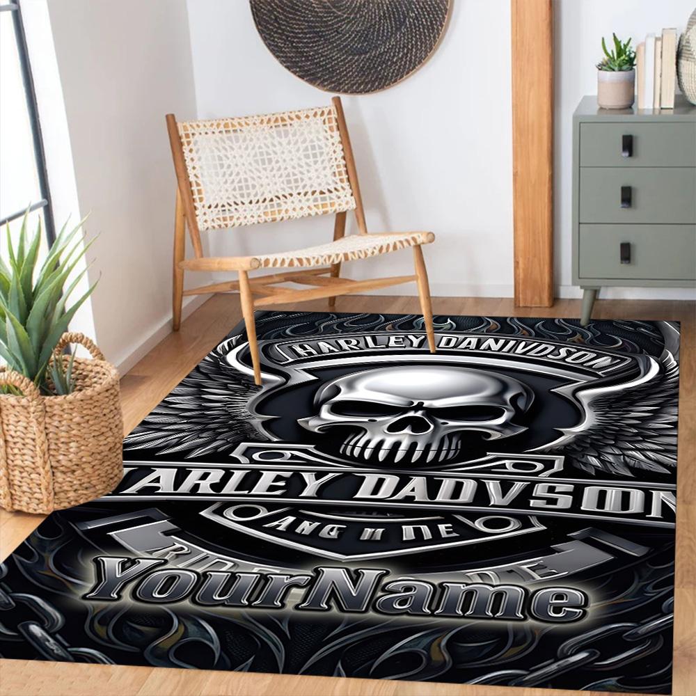 Harley-davidson Motorcycles Customized Name Area Rug Suitable for Living Rooms Bedrooms Balcony Playrooms Antislip Carpet Decorate Offices