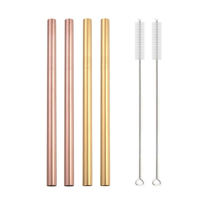 12mm Boba Metal Straw Eco-friendly 304 Stainless Steel Straws Set Reusable Drinking Straw for Bubble Tea Milkshake Bar Accessory