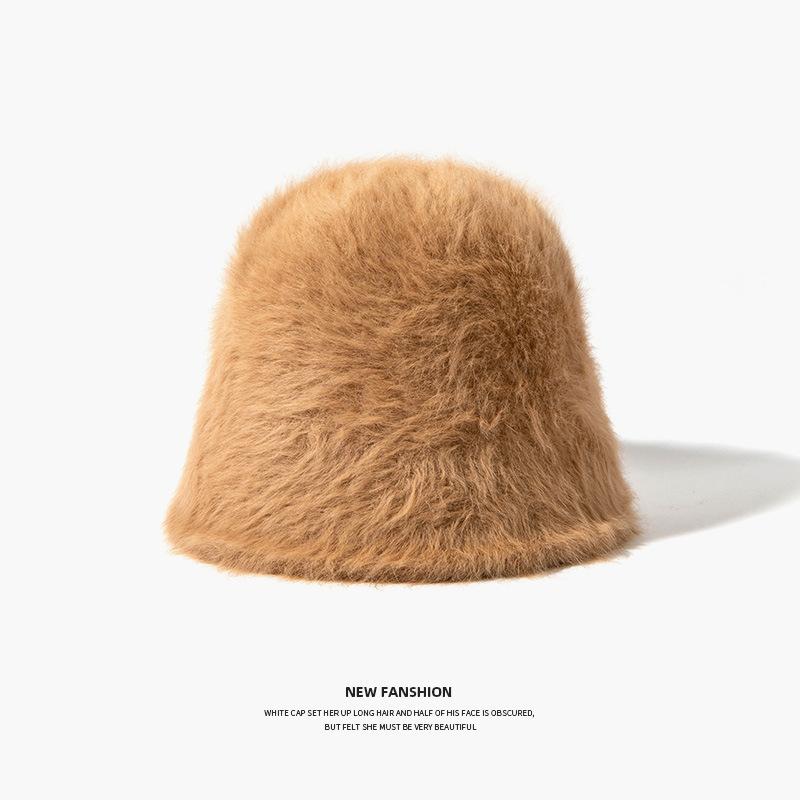 Imitation Rabbit Fur Hat Women's Autumn and Winter Versatile Fashion Bucket Hat Plush Bucket Hat Basin