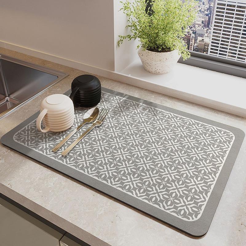 

Plaid Pattern KitchenBar Counter Absorbent Quick-Dry Placemat Table Mat Coffee Mat Dishes Drying Pad Non-Slip Water-Absorbing (as the picture,20x30cm)