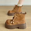 Fashion Vintage Chunky Platform Ankle Boots Women Autumn Winter Thick Sole Lace Up Boots Woman 2025 Anti Slip Zipper Short Booties Mujer