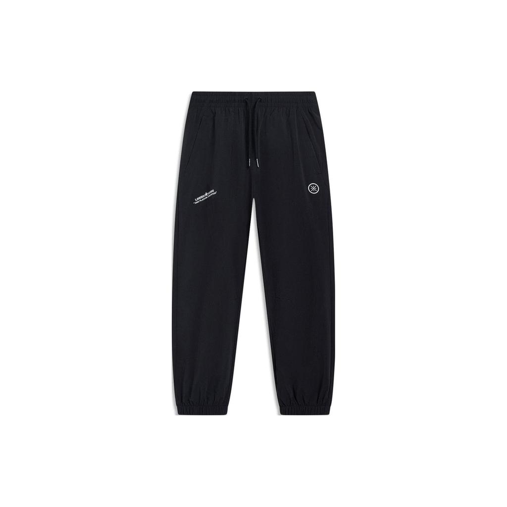 Li-Ning Wade Series Logo Print Mid-Waist Ice-Sense Knit Sports Pants Men Bottoms Black AYKT501-1