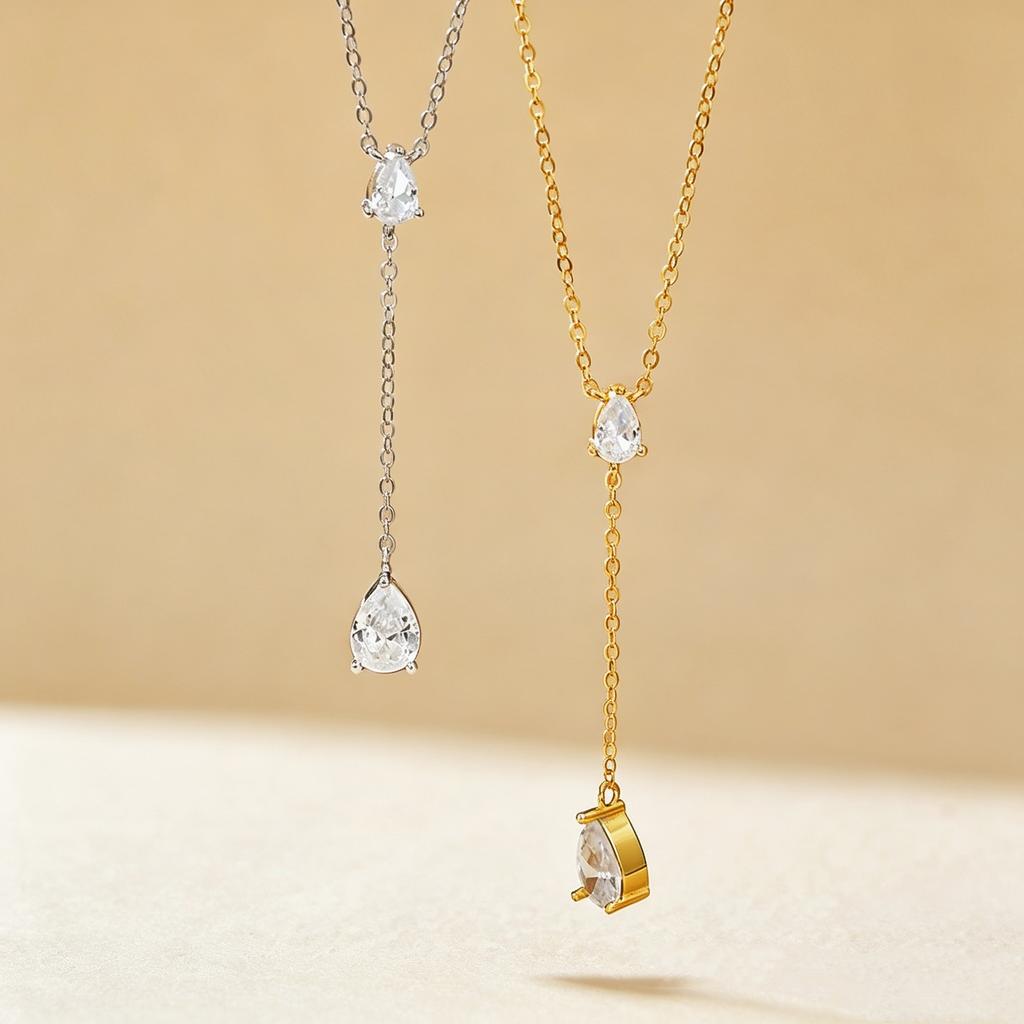 925 Sterling Silver Tassel Zircon Pendant Necklace for Women Simple Daily Wear Stackable Silver Necklace Party Gift
