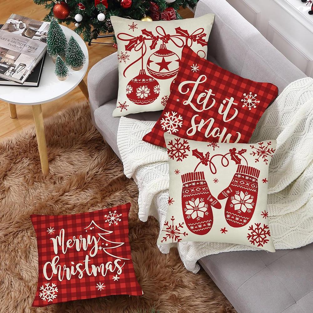 Christmas Delights: Let It Snow, Merry Christmas Pillowcases with Festive Designs Sofas, Bedroom Pillow Covers, Holiday Gifts