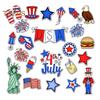 14/17/23/24Pcs USA Independence Day Refrigerator Magnet Waterproof PVC Patriotic 4th of July Festival Cartoon Magnetic Decoration Ornament