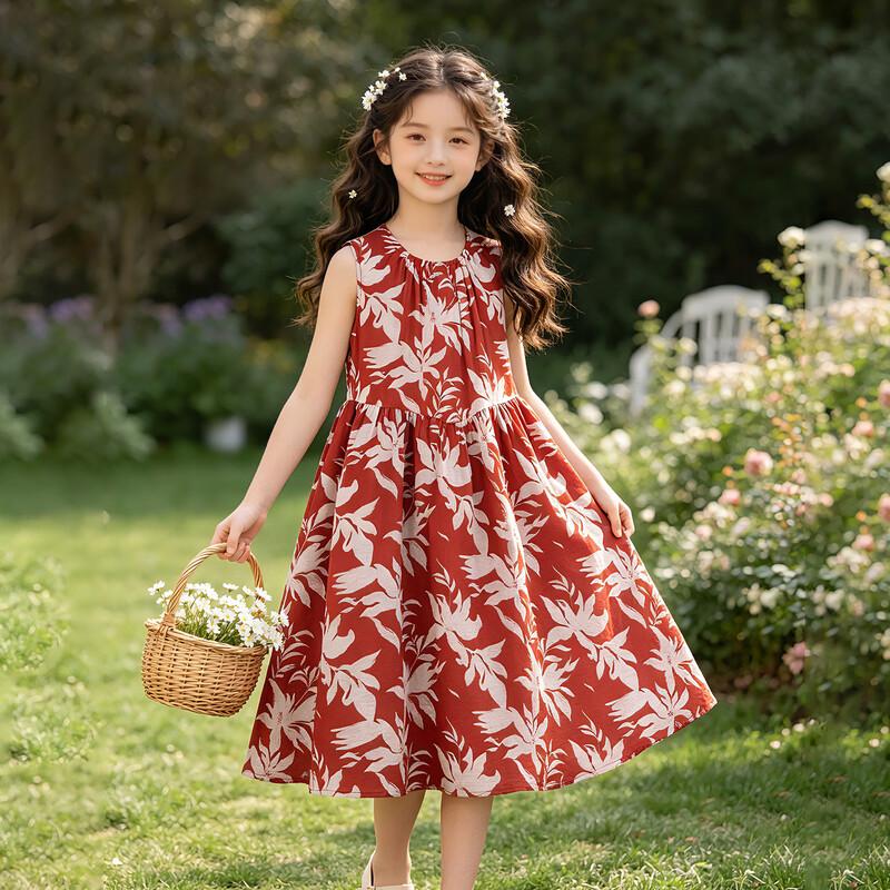Girls' Summer Floral Print A-line Dress