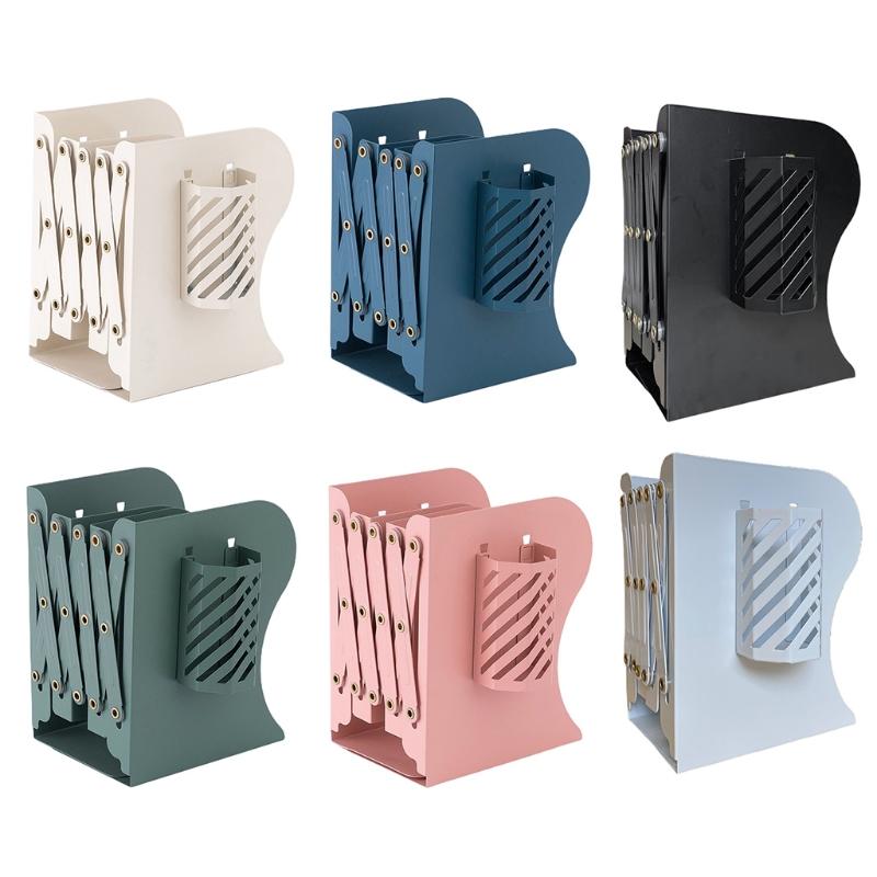 Decorative Adjustable Bookends for Heavy Books Anti-Slip Metal Book Stoppers Holders for Bookcase Bookshelves