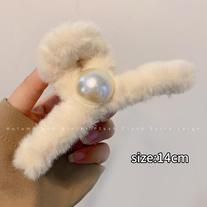 Large Plush Hair Clip: Autumn/Winter Volumizing Shark Clip for Women