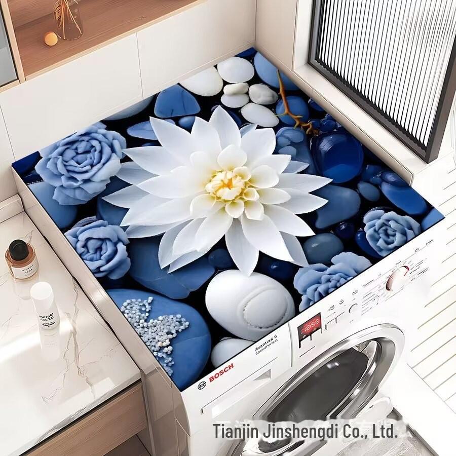 Solid Color Washing Machine and Refrigerator Dust Cover: Diatom Mud, Absorbent, Non-Slip, Dirt-Resistant Mat