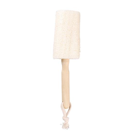 Wooden Handle Cup Brush Natural Loofah Bristles Long Thin Handle Bottles Glassware Scrubber with Lanyard Design