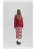 Rode Geruite Wollen Rok met Hoge Taille voor Slanke Peervormige Figuren - Koreaanse Stijl, A-lijn, Perfect voor Lente en Herfst
