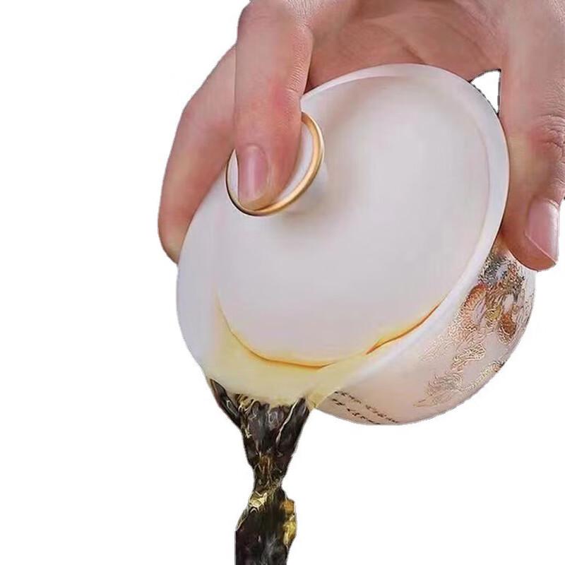 Mutton-fat Jade Porcelain Gaiwan Tea Bowl