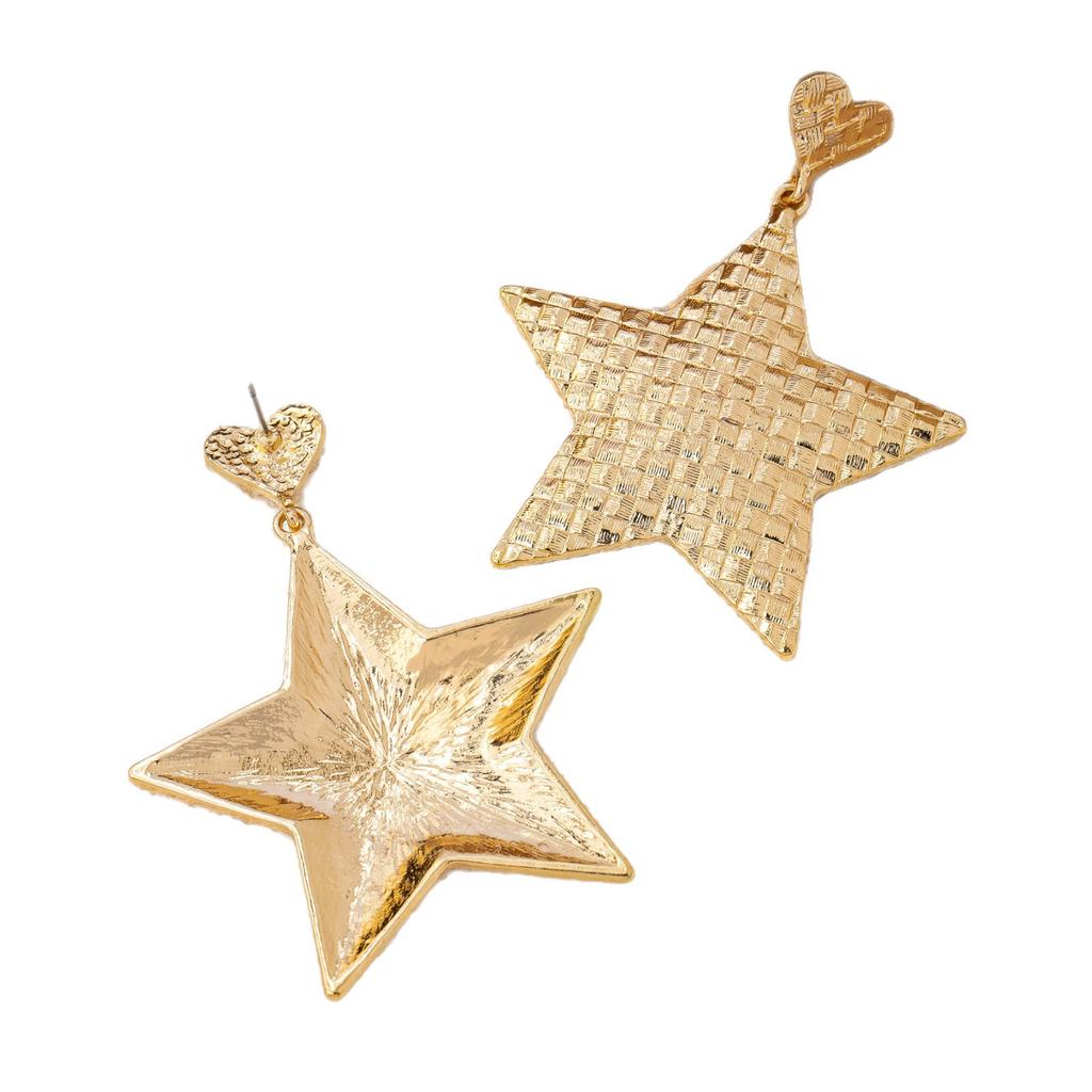 Hot Selling Personalized Fashion Trend Embossed Star Earrings Suitable for Women's Pendant Daily Party Wear
