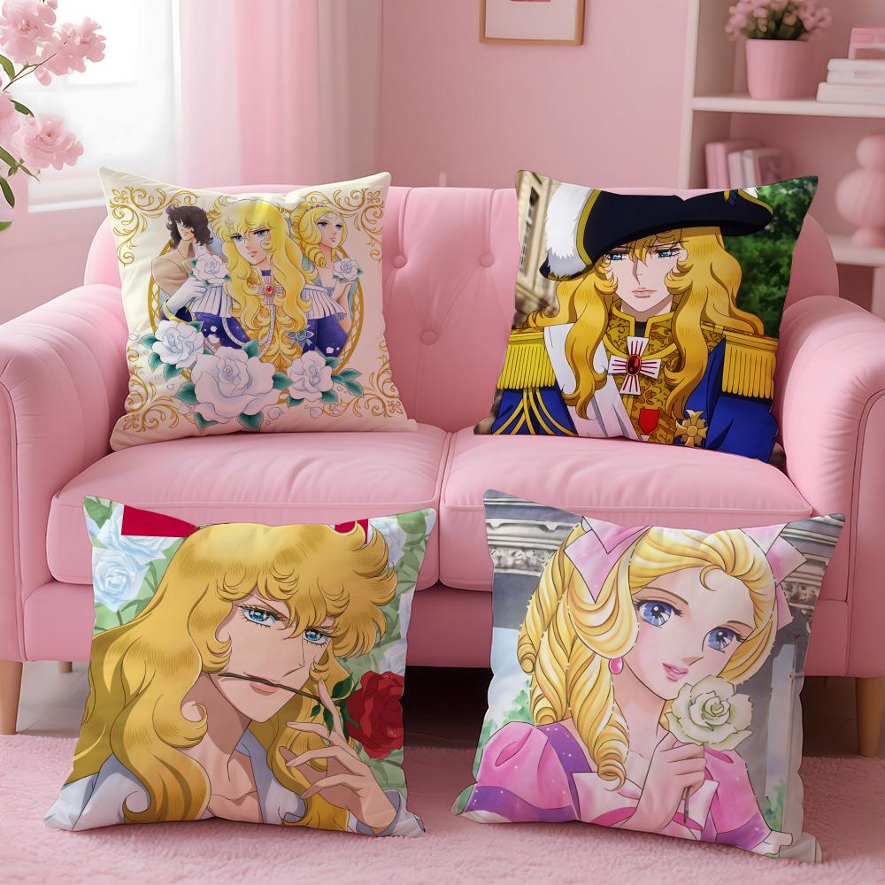 Anime T-The Rose of Versailles Cushion Cover Breathable Linen Pillowcase Summer Odorless Eco-Friendly Invisible Zipper Washable