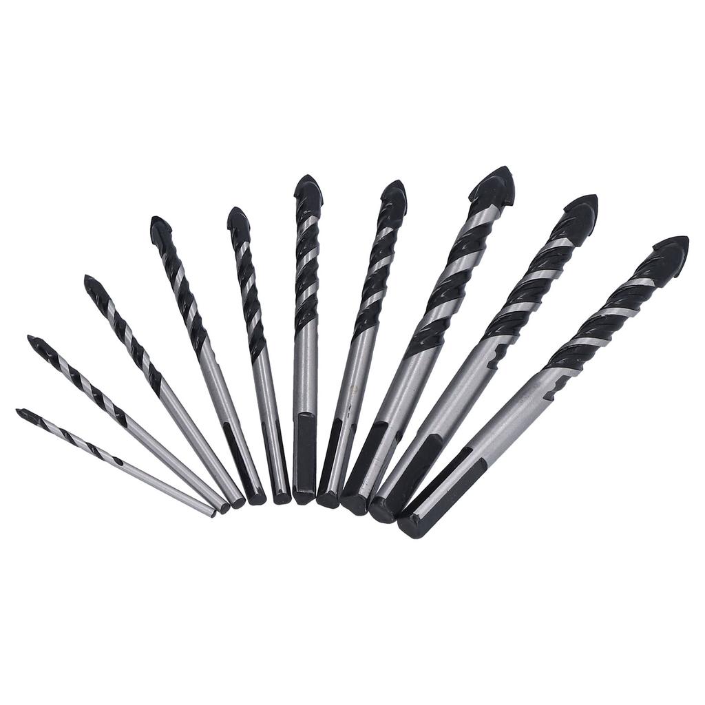 10 Stück Mauerbohrer-Set Industriestärke Hartmetallspitzen mit Aufbewahrungskoffer für Fliesen Ziegel Zement Beton